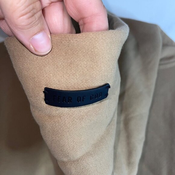 Fear of God Mens Hoodie Size XL Tan Fleece Pockets Pullover Pure Cotton USA - Picture 4 of 10